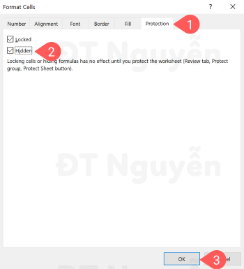 an-cong-thuc-hop-thoai-format-cells Chọn hidden trong hộp thoại Format Cells