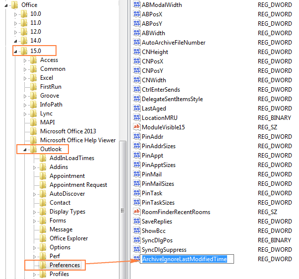 Create the ArchiveIgnoreLastModifiedTime registry value to archive emails by received date.