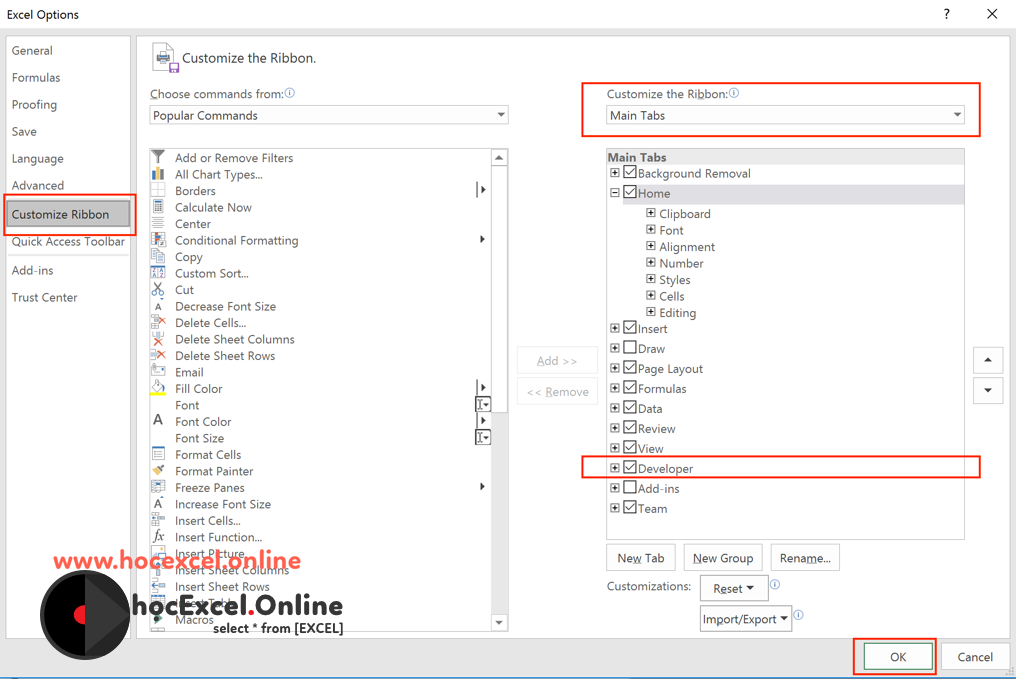 artboard-5 mở thẻ developer trong excel