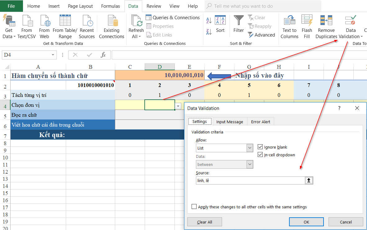 Đọc số tiền bằng chữ trong excel