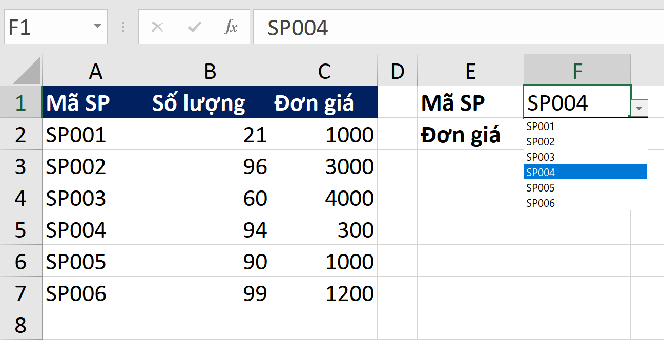 cach-su-dung-ham-vlookup-trong-excel-02 Sử dụng VLOOKUP với Data Validation List