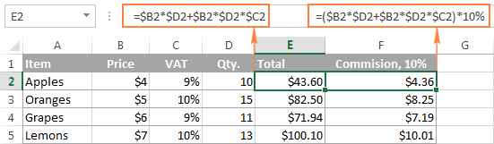 Cách tạo các công thức tiên tiến trong Excel Complex Excel formulas with constants and mathematic operators