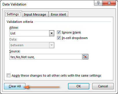Removing a drop-down menu from selected cell(s)