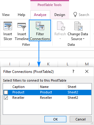 Ngắt liên kết Slicer khỏi PivotTable Disconnecting a slicer from a pivot table in Excel
