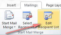 click the edit recipient List button if you want to include only some of the recipients.