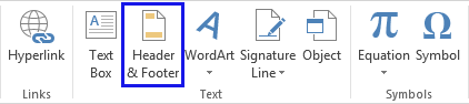 Chèn số trang trên một trang tính Excel Click on the Header & Footer in the Text group