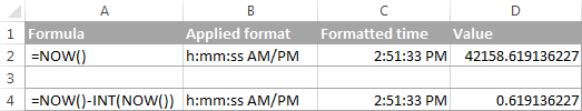 Inserting the current time as a dynamic value