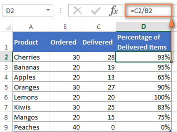 Sử dụng toán tử số học trong công thức Excel Using mathematical operators in Excel formulas