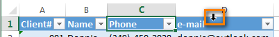 Select the entire column with data