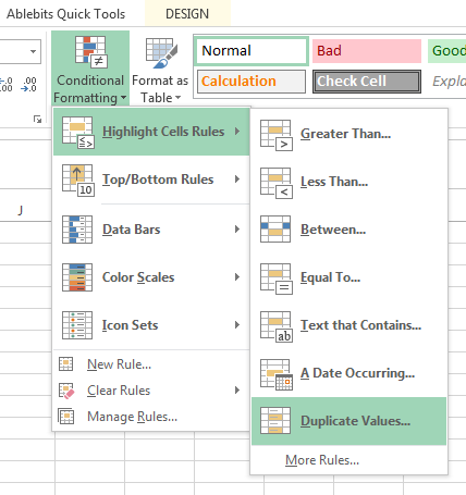 Choose to apply special formatting for the duplicates