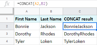 2-CONCATENATE trong Google Sheet: Kết hợp chuỗi 2-CONCATENATE trong Google Sheet: Kết hợp chuỗi
