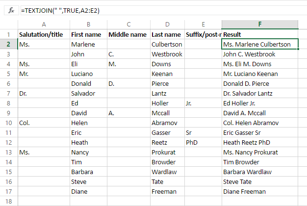 5- Kết nối văn bản trong Excel bằng hàm CONCAT và TEXTJOIN 5- Kết nối văn bản trong Excel bằng hàm CONCAT và TEXTJOIN