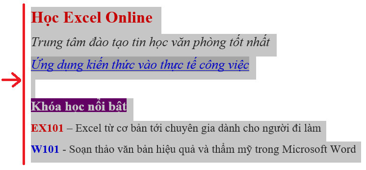 Căn lề trái (Align Left - Phím tắt Ctrl + L) Căn lề trái (Align Left - Phím tắt Ctrl + L)