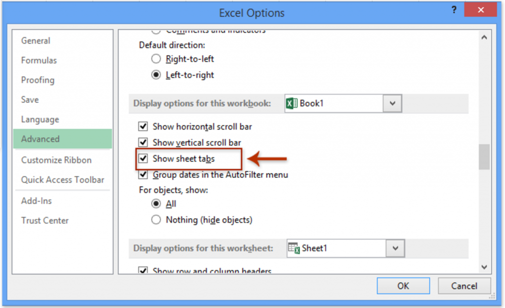 Ẩn hiện sheet tabs trong Excel Ẩn hiện sheet tabs trong Excel