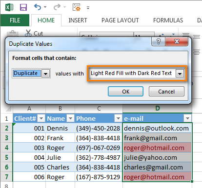 Choose how you want to have the dupes highlighted