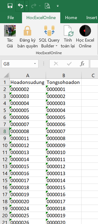 Hướng dẫn lập báo cáo tình hình sử dụng hóa đơn BC26/AC Sử dụng Add ins HocExcel Online