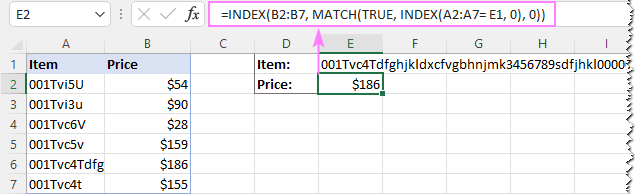 Giải pháp lỗi #VALUE trong công thức VLOOKUP If a look up value contains 256 characters or more, use INDEX / MATCH instead of VLOOKUP