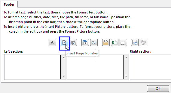 Insert Page Number Button Click on the Insert Page Number Button image