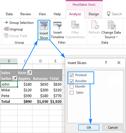 Cách thêm Slicer cho PivotTable trong Excel Insert a pivot table slicer in Excel.
