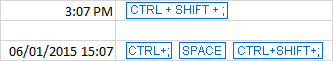 Inset a timestamp in Excel using shortcuts