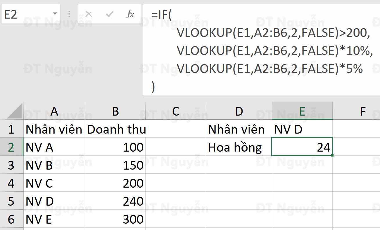 long-ghep-ham-if-va-ham-vlookup Lồng ghép hàm IF và VLOOKUP để tính hoa hồng