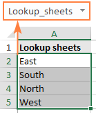 Lookup sheets Lookup_sheets named range