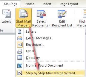 Starting the Mail Merge Wizard