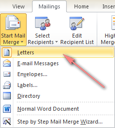 Choose what kind of mail merge you want to run.