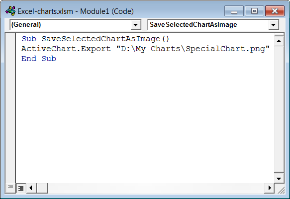 This macro saves the selected chart as a .png image to the specified folder