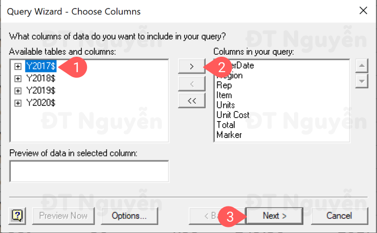 microsoft-query-trong-excel Thêm cột vào microsoft query