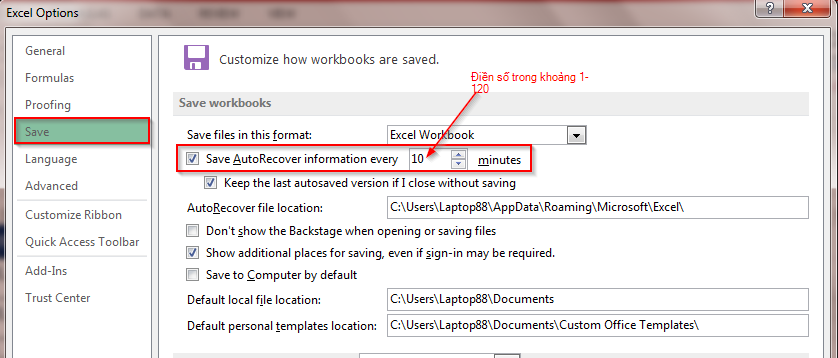 autosave mins