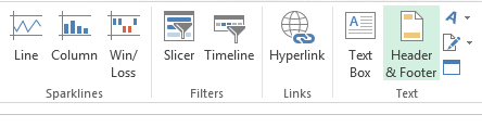 Click on the Header & Footer icon to switch to the DESIGN tab