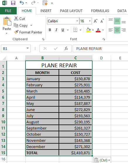Click Paste or press Ctrl + V to paste the changed table back in Excel