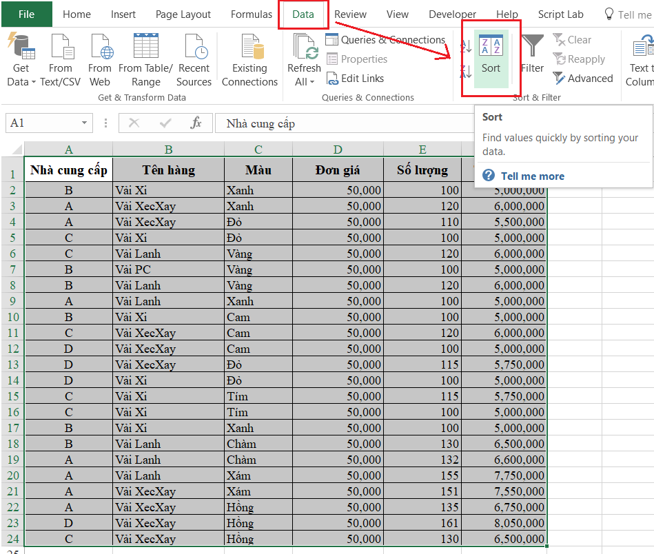 2 - sort trong excel 2 - sort trong excel