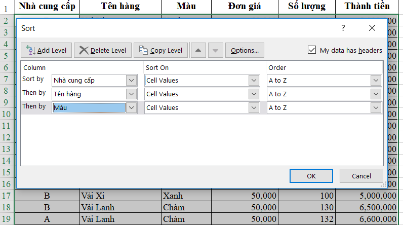 4 - sort trong excel 4 - sort trong excel