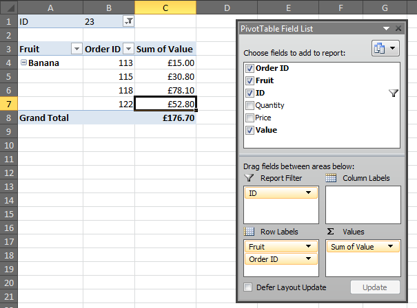 Bảng biểu chứa các giá trị bị trùng 1 Use PivotTable to group duplicate rows