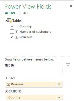 See the Power View Fields pane