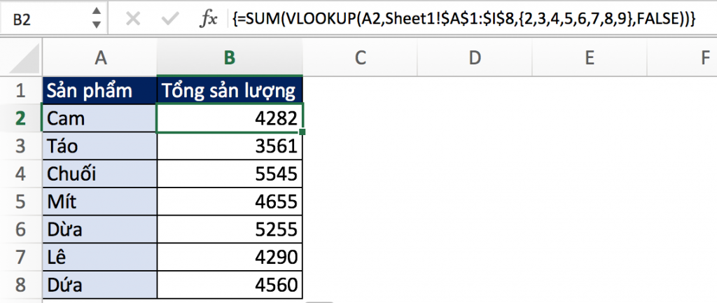 excel nâng cao kết hợp sum và vlookup