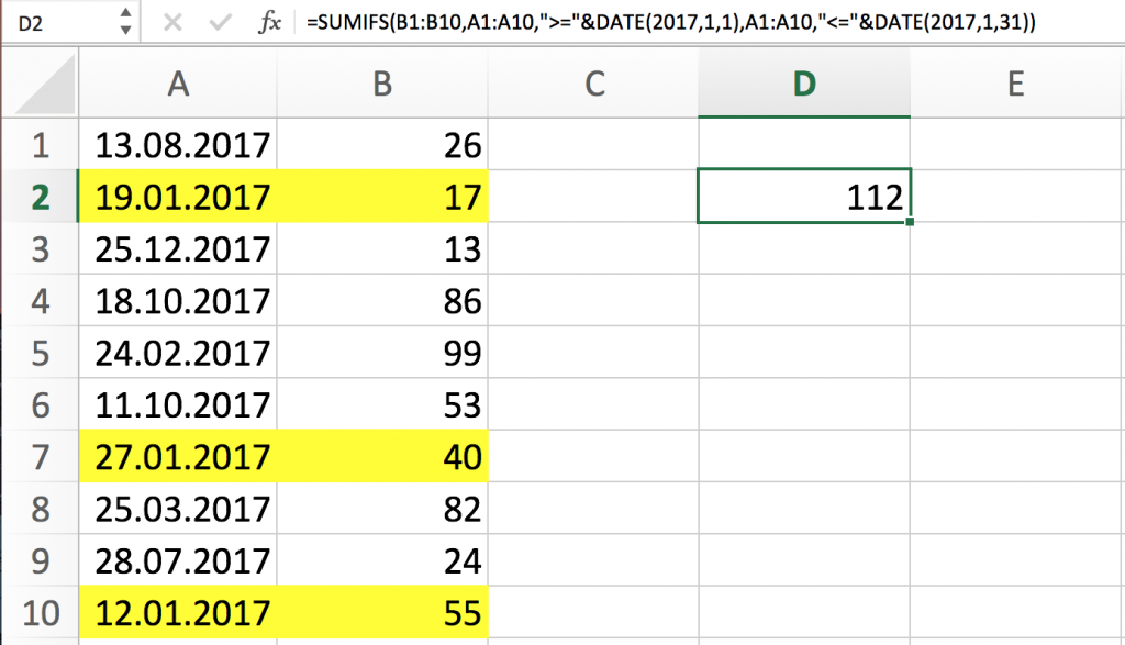 hàm sumifs trong excel