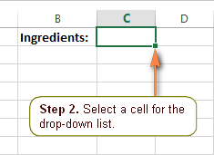Select the location of your drop-down list.