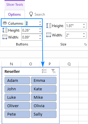 Nhiều cột trong Excel Slicer Setting up multiple columns in a slicer