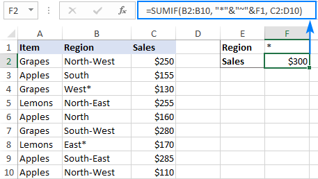 Công thức và bài toán hàm sumif SUMIF formula with an asterisk as criteria