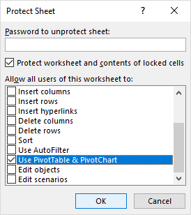 Use PivotTable & PivotChart Protect the worksheet, but allow to use the pivot table and pivot chart.
