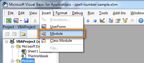 Hai cách tốt nhất để chuyển đổi dạng số sang chữ trong Excel Excel Visual Basic editor - insert module