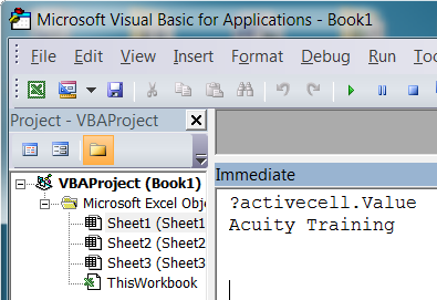 VBA immediate window