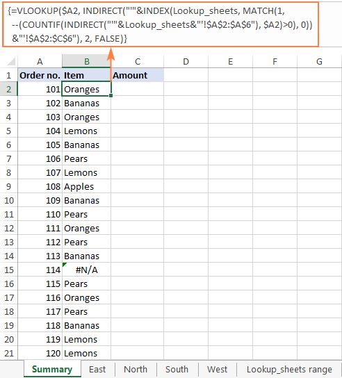 Cách sử dụng công thức để VLOOKUP trên các trang tính Array formula to Vlookup across multiple sheets