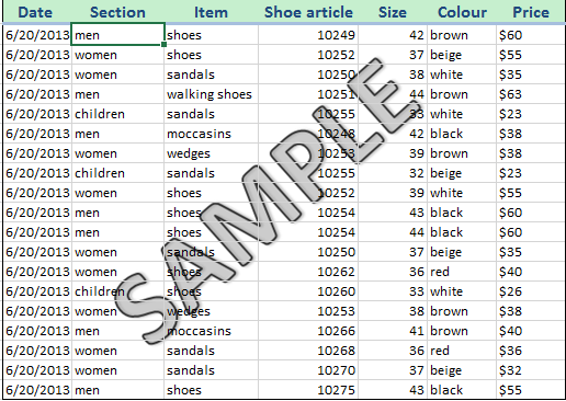 Click on any cell in the worksheet to see a watermark