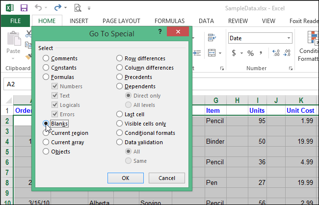 Excel xoá dòng trống xoá cột trống 04