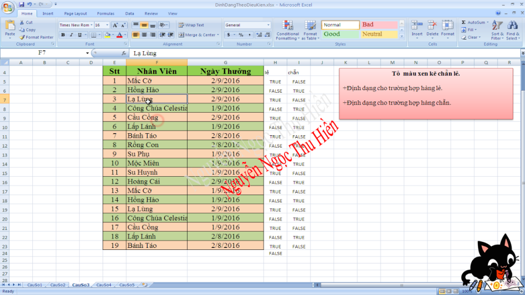 Dinh dang theo dieu kien su dung cong thuc