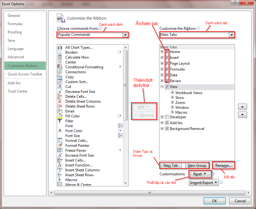 customize ribbon